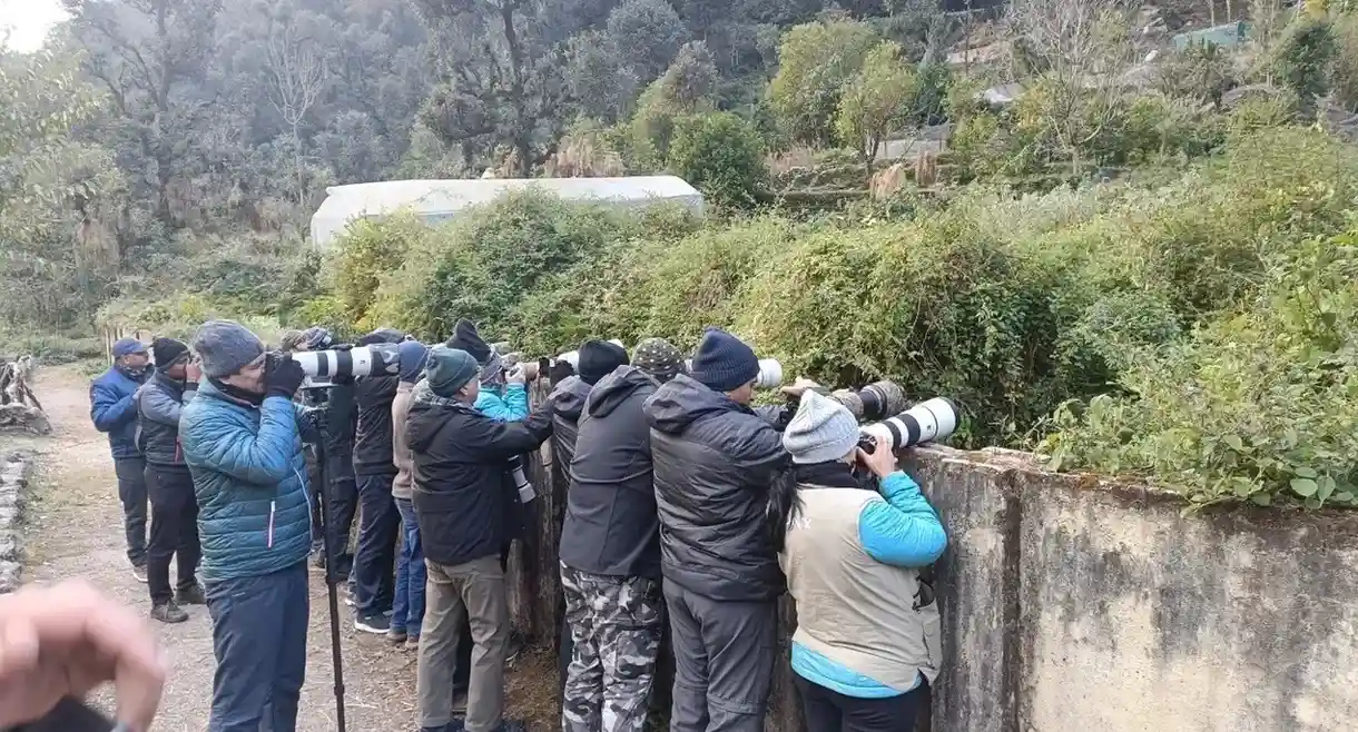 Group expedition documenting birds and wildlife in Mandal region